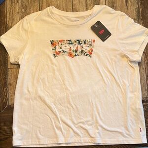 Levi's White Tee with Floral Logo